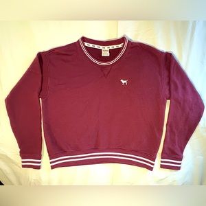 PINK, Maroon and White Crewneck Sweatshirt - Women’s Size Medium